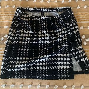 plaid mini skirt with slit